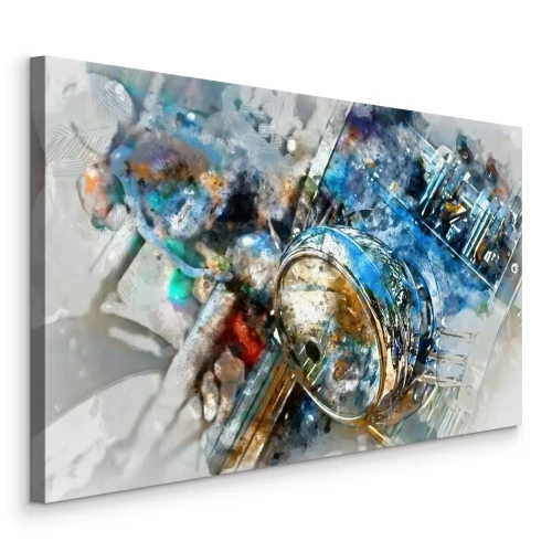Canvas Motorfietskoplamp in aquarelstijl