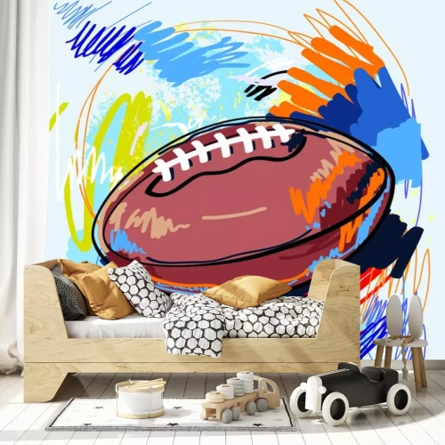 Sticker Voetbalbal op een veelkleurige achtergrond