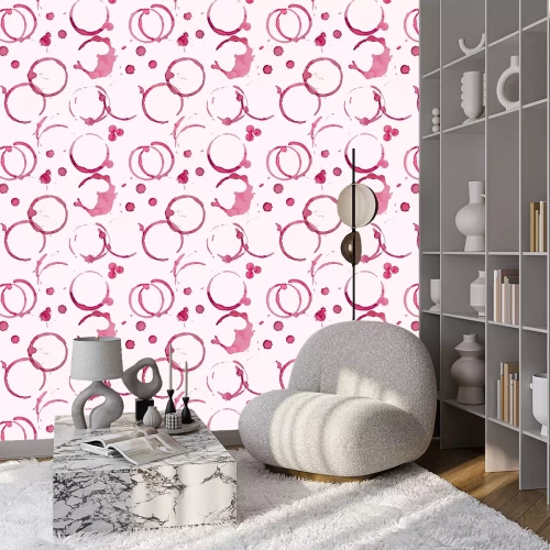 Behang Wijnvlekken vector naadloze patroon op licht roze achtergrond, decor voor wijnkaart of het menu restaurant