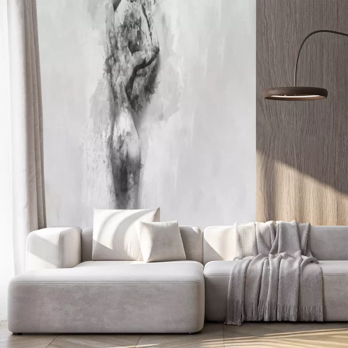 Fotobehang Digitale aquarel van een naakte vrouw