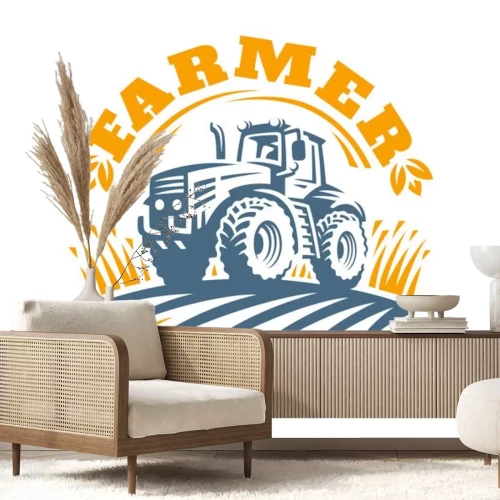Sticker Tractor logo illustratie, embleem ontwerp