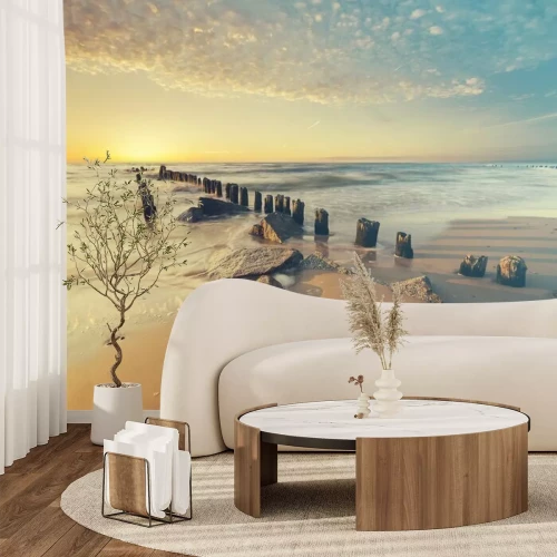 Fotobehang Strand en zeezicht in retrostijl