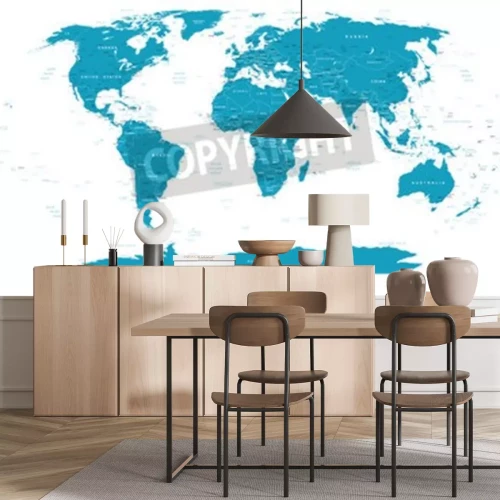 Fotobehang Wereldkaart met navigatiepictogrammen