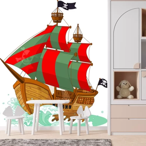 Sticker Piraten zeilschip zeilen op zee