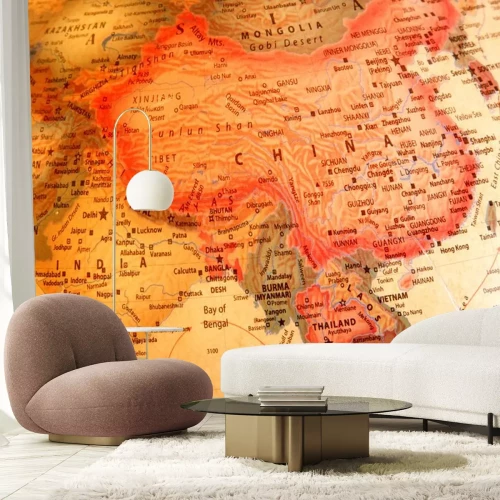 Sticker India, China, Thailand op de wereldbol