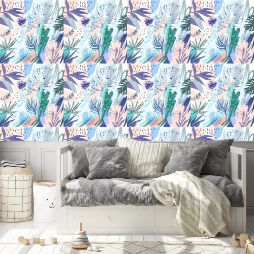 Behang Creatieve universele bloemen achtergrond in tropische stijl. Vector