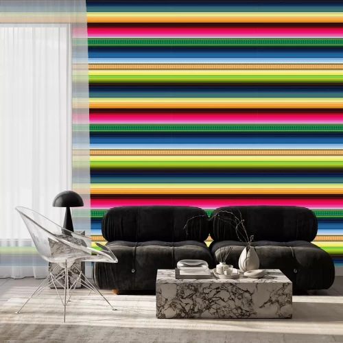 Behang Gekleurd mexicaans strepen patroon met decoraties