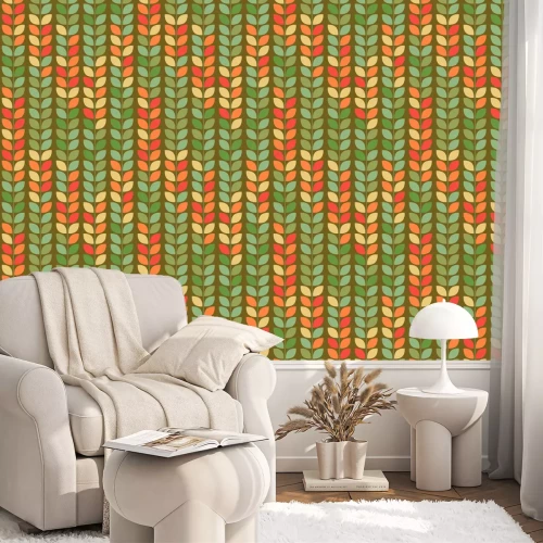 Behang Geometrisch patroon in bladeren