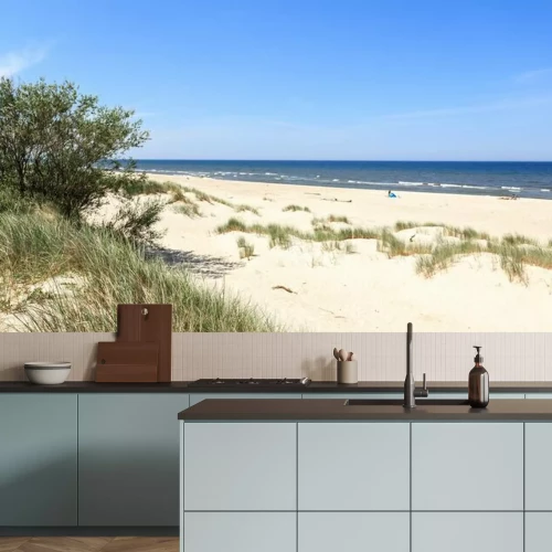 Fotobehang Duinen groen en strand