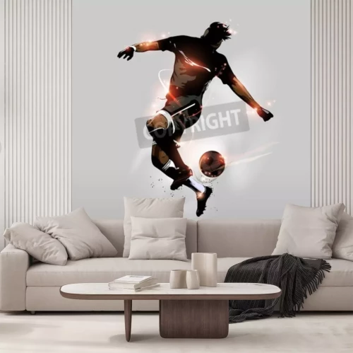 Fotobehang Abstracte voetballer met bal