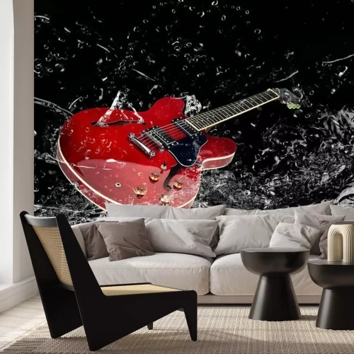 Fotobehang Gitaar en gebroken glas