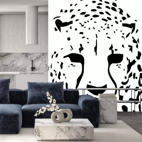 Sticker Zwart-wit luipaard