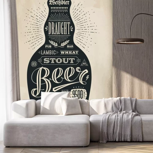Sticker Poster flesje bier met de hand getekende letters