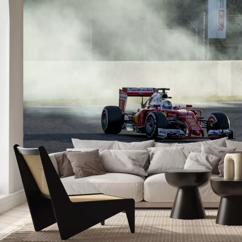Fotobehang Driver Sebastian Vettel. Ferrari. Formula One Test Days op het Circuit de Catalunya. Montmelo, Spanje. 2 maart 2016