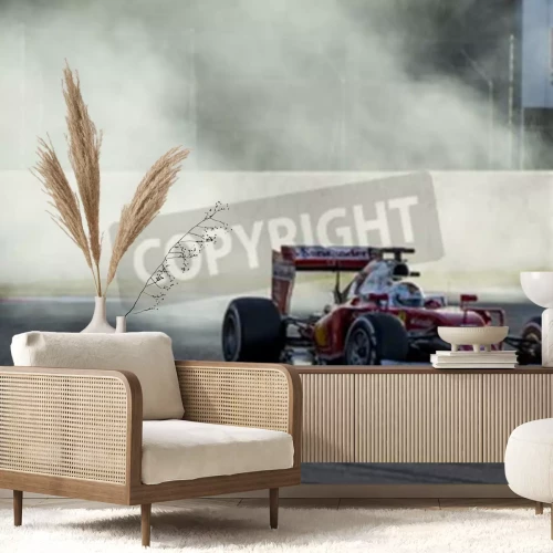 Fotobehang Driver Sebastian Vettel. Ferrari. Formula One Test Days op het Circuit de Catalunya. Montmelo, Spanje. 2 maart 2016