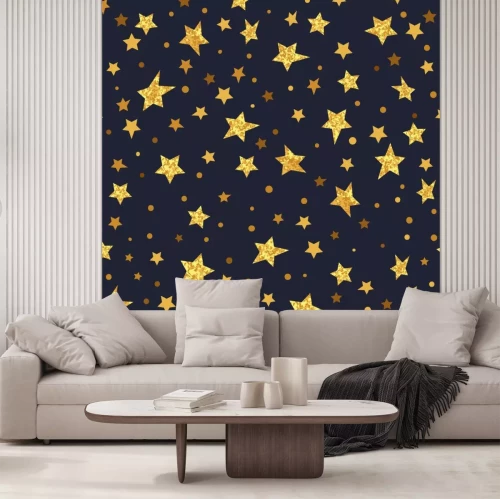 Sticker Golden schitterende sterren naadloos patroon. Vector sprankelende nacht achtergrond.