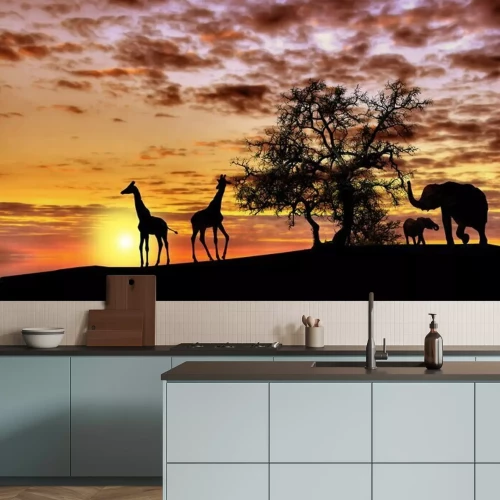 Fotobehang Afrikaans landschap met dieren