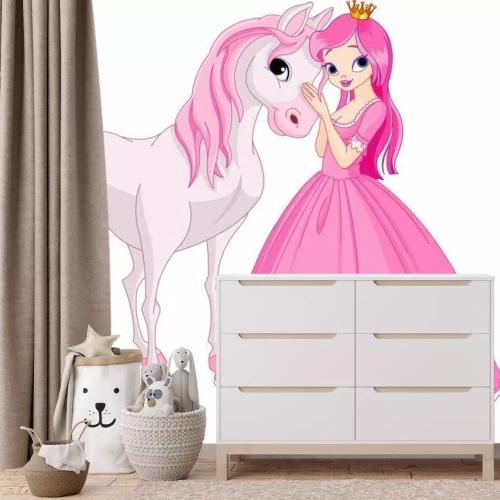 Sticker Prinses met een paard