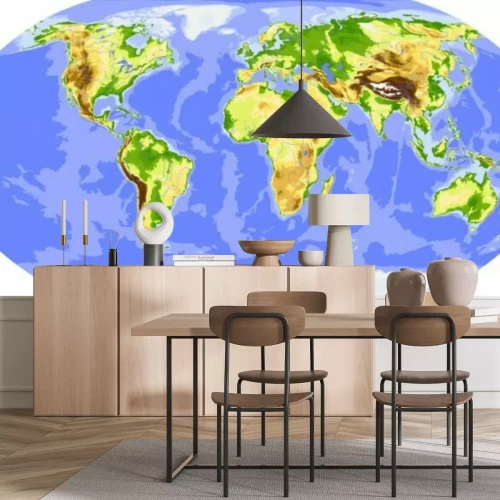 Fotobehang Fysieke kaart van de wereld