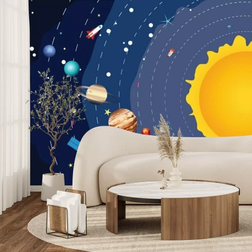 Fotobehang Cartoonplaneten van het zonnestelsel