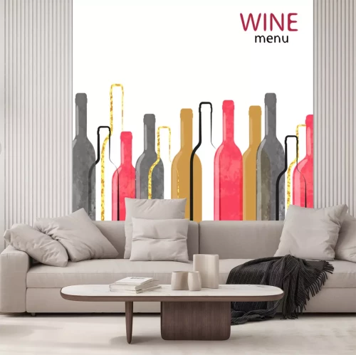 Sticker Abstracte aquarel wijn alcohol achtergrond met plaats voor tekst. Vector illustratie van flessen wijn.