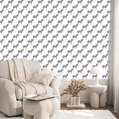 Behang Kleine zebra's op witte achtergrond