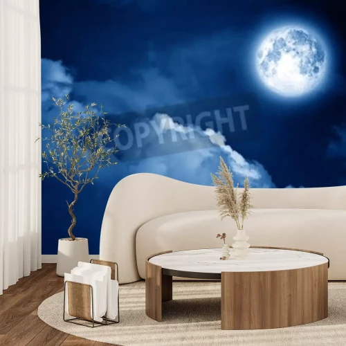 Fotobehang Nachtelijke lucht en maan