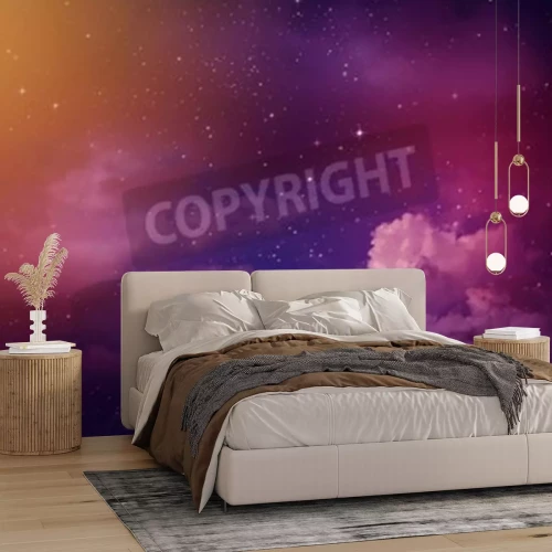 Fotobehang Sterren aan de lilakleurige hemel