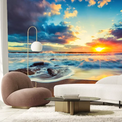 Fotobehang Zonsopgang en kust