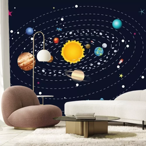 Fotobehang Een sprookjesachtige tekening van het zonnestelsel