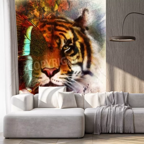 Fotobehang Tijger, vlinder en adelaar