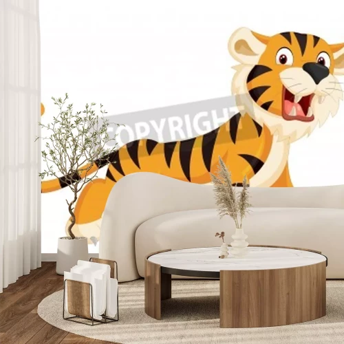 Fotobehang Tijger in cartoonstijl