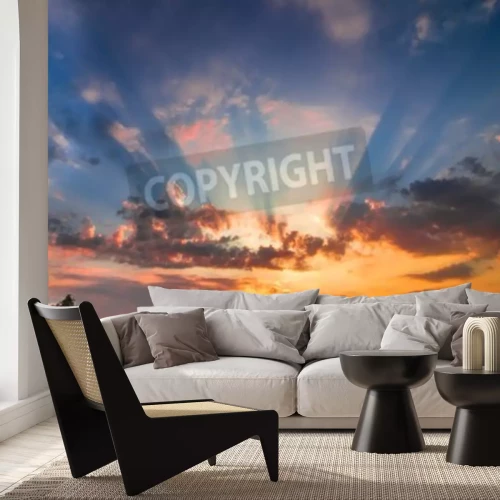 Fotobehang Zonsondergang in de tuin