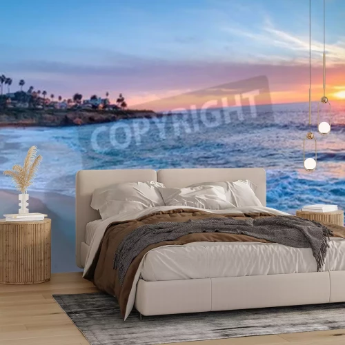 Fotobehang Zonsondergang strand in Californië