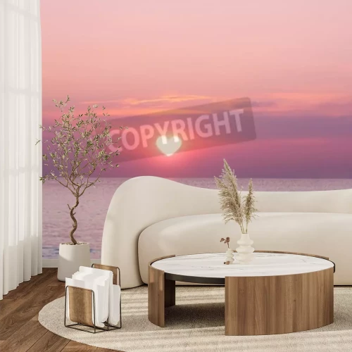 Fotobehang Zonsondergang in de vorm van een hart