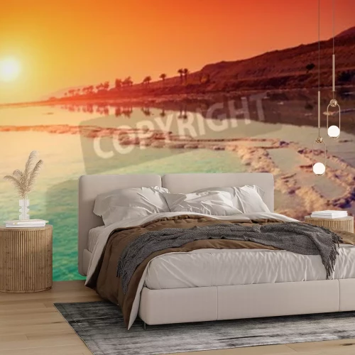 Fotobehang Zonsondergang aan de Dode Zee