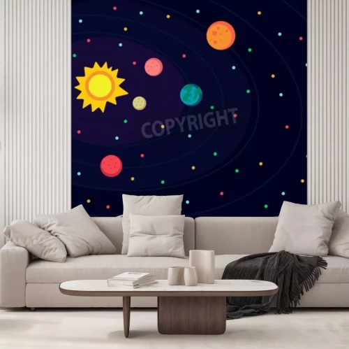 Fotobehang Kinderthema met het Zonnestelsel