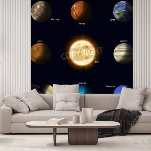 Fotobehang Zonnestelsel met de zon in het centrum