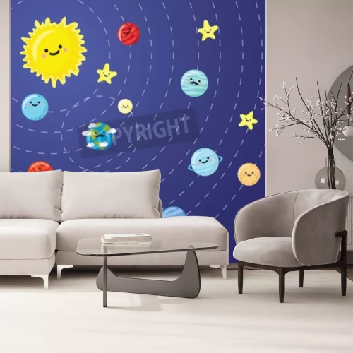 Fotobehang Tekening van het zonnestelsel voor kinderen