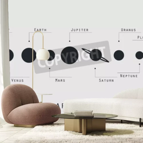 Fotobehang Zwart-grijs zonnestelsel