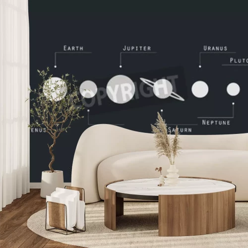 Fotobehang Zwart-wit zonnestelsel