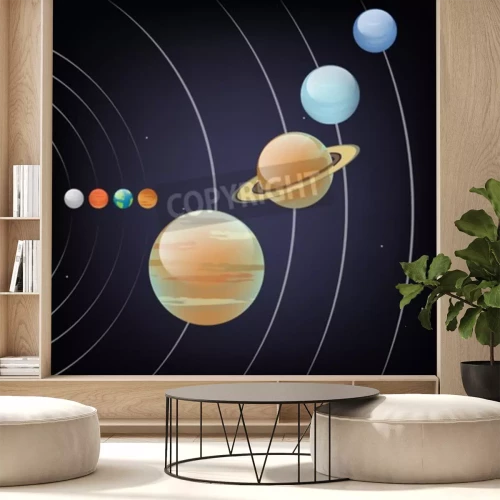 Fotobehang Banen en planeten van het zonnestelsel