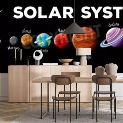 Fotobehang Zonnestelsel als tekening