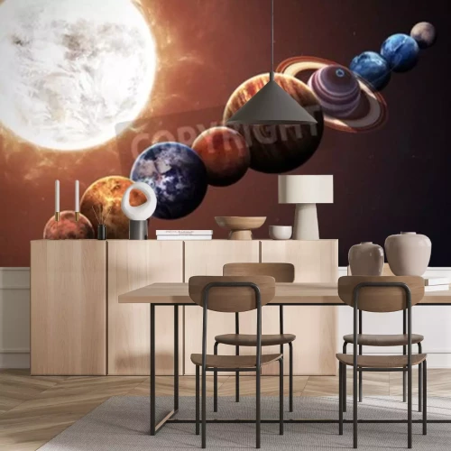 Fotobehang De zon en de planeten op een rij