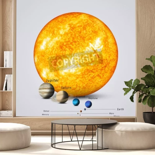 Fotobehang De planeten van het zonnestelsel rond de zon