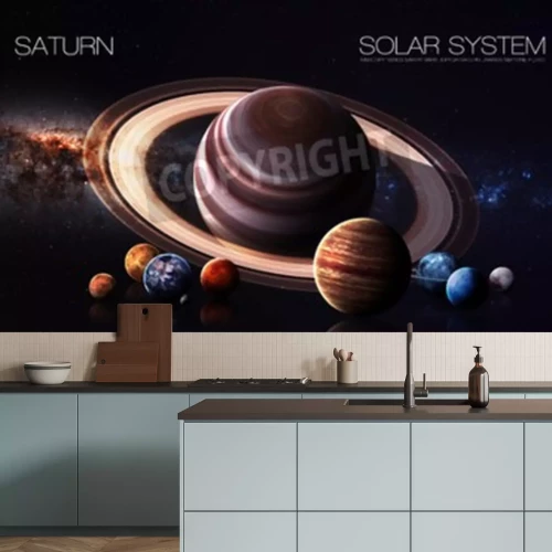Fotobehang De planeet Saturnus in het zonnestelsel