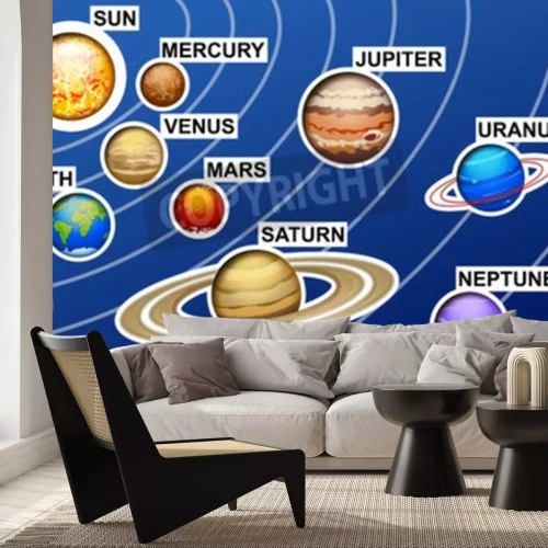 Fotobehang Zonnestelsel tekening illustratie