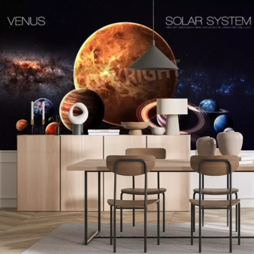 Fotobehang De zon en de planeten van het zonnestelsel