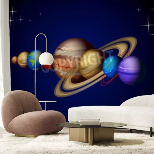 Fotobehang Een illustratie van de negen planeten