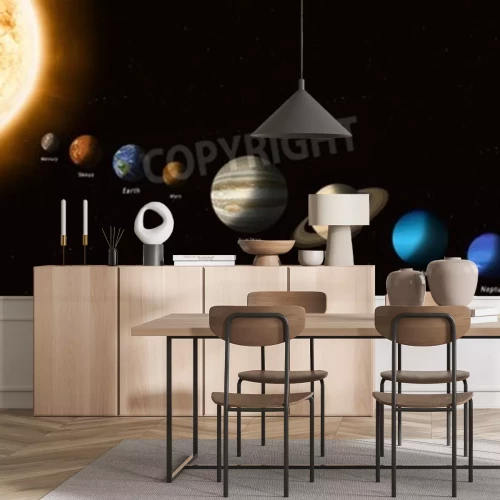 Fotobehang Het zonnestelsel en de negen planeten
